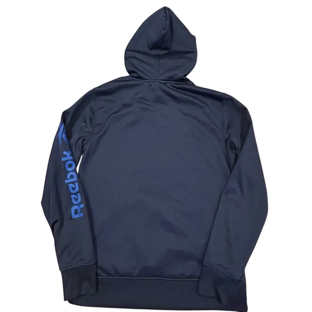 Reebok Navy Blue Fleece Lined Hoodie Sweatshirt S - Picture 4 of 8